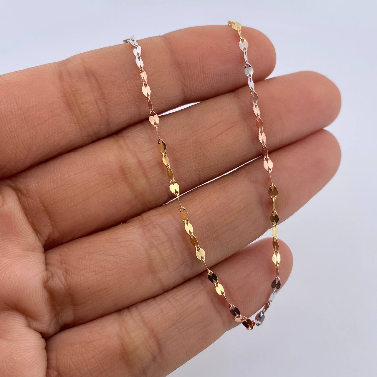 Chain Flor Mirror 1.15gr / 50cm / 1.9mm Three Golds +3 18K $