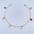 Tobillera Cajon 3.5gr / 26.2cm / 1.6mm Dijes Sol Treboles Perro Corazon Gota Tres Oros 18K &