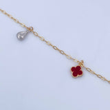 Ankle Bracelet Box 3.4gr / 26.2cm / 1.6mm Pendants Drops Hearts Clover Apple Three Golds 18K &