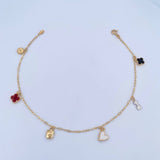 Ankle Bracelet Box 3.35gr / 26.4cm / 1.6mm Pendants Clovers Dog Heart Apple Flower Two Golds Yellow White 18K &