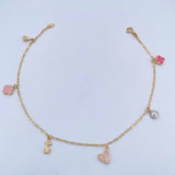 Ankle Bracelet Box 3.3gr / 26.5cm / 1.6mm Pendants Clovers Flower Heart Dog Pear Two Golds Yellow White 18K &