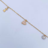 Ankle Bracelet Box 3.3gr / 26.5cm / 1.6mm Pendants Clovers Flower Heart Dog Pear Two Golds Yellow White 18K &
