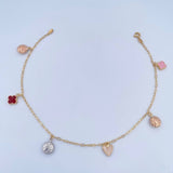 Ankle Bracelet Box 3.65gr / 26.3cm / 1.6mm Pendants Clovers Suns Heart Three 18K Golds &