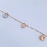 Ankle Bracelet Box 3.65gr / 26.3cm / 1.6mm Pendants Clovers Suns Heart Three 18K Golds &