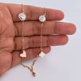 Ankle Bracelet Box 3.35gr / 27.2cm / 1.6mm Pendants Suns Clovers Drop Heart Three Golds 18K &
