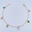 Ankle Bracelet Box 3.4gr / 25.2cm / 1.6mm Pendants Drops Clovers Heart Three Golds 18K &
