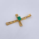 Pendant Cross 1.4gr / 3.2cm / Emerald 45 Pts 18K Yellow Gold (Jewel) &