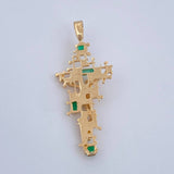 Dije Cruz Cristo  6.45gr / 5cm / Esmeraldas 25 Pts Oro Amarillo 18K (Joya) &