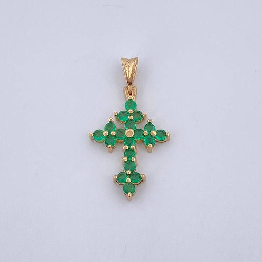 Dije Cruz  1.15gr / 2.5cm / Esmeralda 42 Pts Oro Amarillo 18K (Joya) &