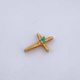 Dije Cruz 0.55gr / 1.3cm / Esmeraldas 01 Pts Oro Amarillo 18K (Joya) &