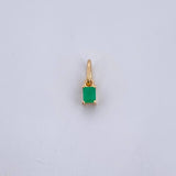 Pendant Rectangle 0.35gr / 1cm / Emerald 08 Pts 18K Yellow Gold (Jewel) &
