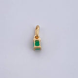 Pendant Rectangle 0.35gr / 1cm / Emerald 08 Pts 18K Yellow Gold (Jewel) &