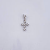 Dije Cruz 0.35gr / 1.5cm / Diamantes 08 Pts Oro Blanco 18K (Joya) &