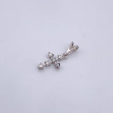 Dije Cruz 0.35gr / 1.5cm / Diamantes 08 Pts Oro Blanco 18K (Joya) &