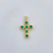 Dije Cruz Tupida 1.5gr / 2.3cm / Esmeraldas 60 Pts Oro Amarillo 18K (Joya) &