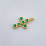 Dije Cruz Tupida 1.45gr / 2.3cm / Esmeraldas 60 Pts Oro Amarillo 18K (Joya) &