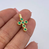 Dije Cruz Tupida 1.5gr / 2.3cm / Esmeraldas 60 Pts Oro Amarillo 18K (Joya) &