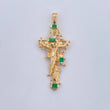 Dije Cruz Cristo  6.45gr / 5cm / Esmeraldas 25 Pts Oro Amarillo 18K (Joya) &