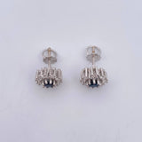 Stud Earrings Flower 3.95gr / Sapphires 0.44 Diamonds 16 Pts 18K White Gold (Jewel) &