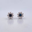 Stud Earrings Flower 3.95gr / Sapphires 0.44 Diamonds 16 Pts 18K White Gold (Jewel) &