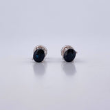 Stud Earrings Four Claws 1.6gr / Sapphires 1.06 Qts 18K White Gold (Jewel) &