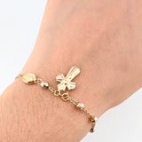 Bracelet Rosary Miraculous Virgin Diamond Cut 2.7gr / 7 1/4 in / 4mm Three Golds 18K ©
