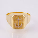 Anillo Marco Ancla 3.5gr / T11 1/4 / Dos Oros Amarillo Blanco 18K *
