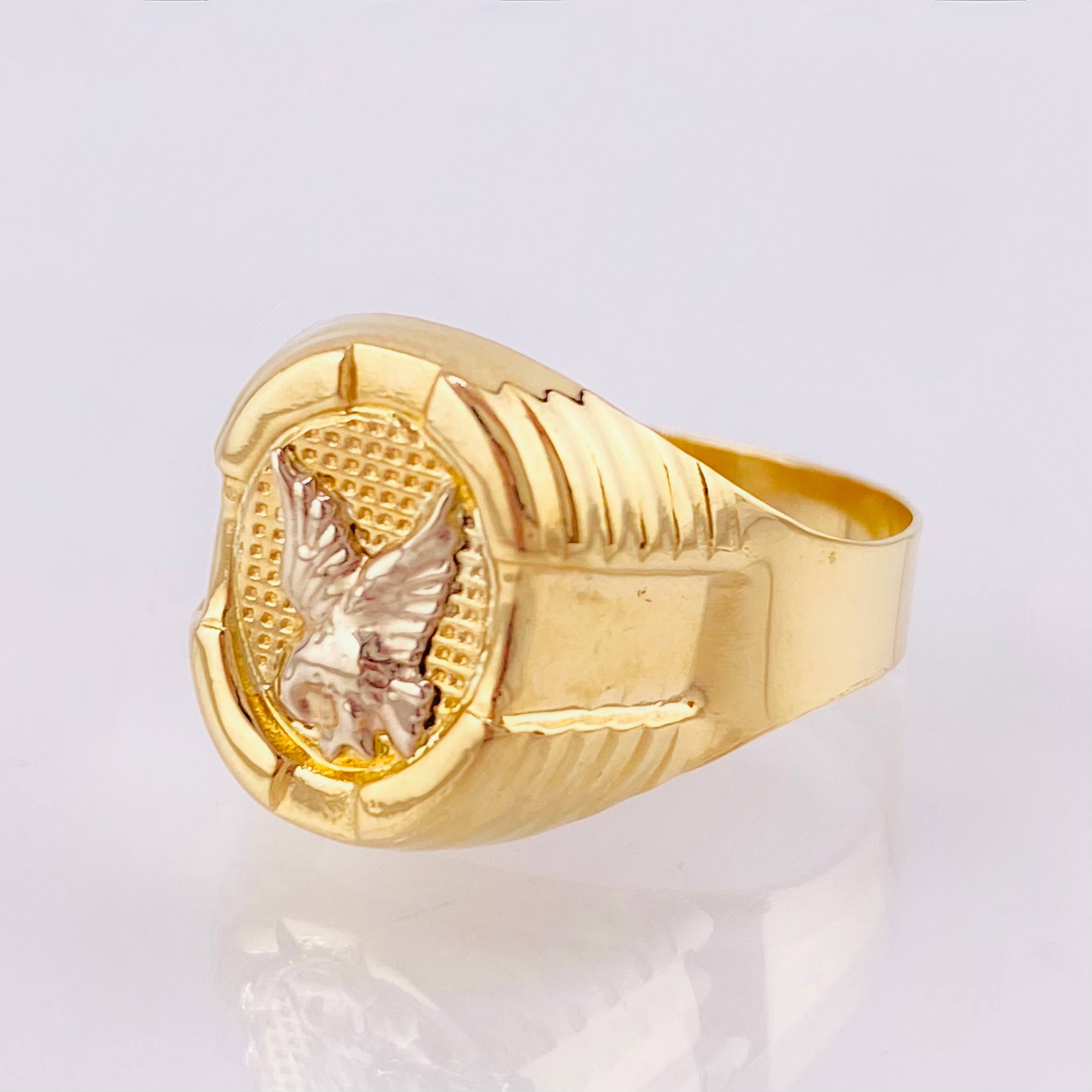 Anillo Marco Aguila 3.35gr / T8 3/4 / Dos Oros Amarillo Blanco 18K ©