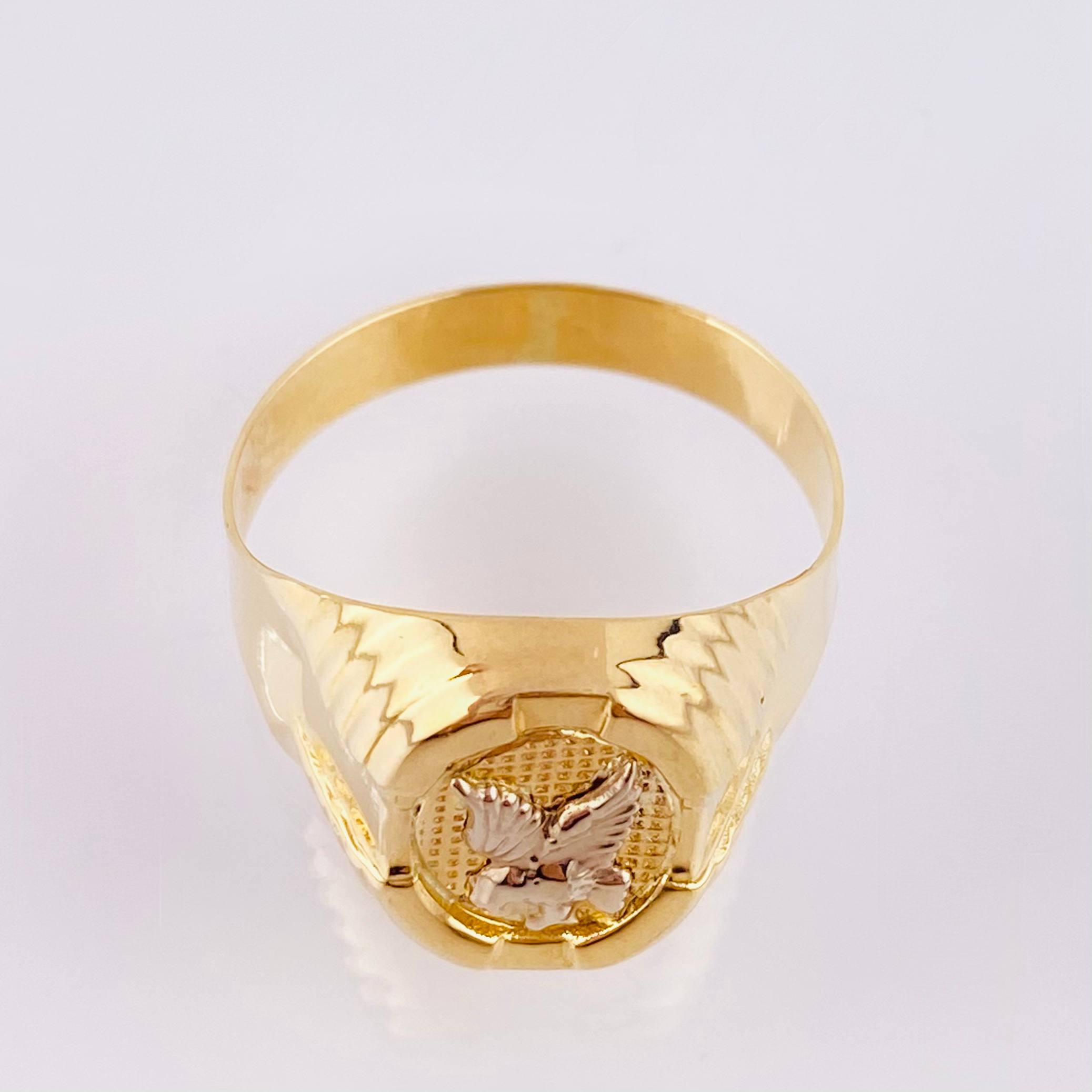Anillo Marco Aguila 3.35gr / T8 3/4 / Dos Oros Amarillo Blanco 18K ©