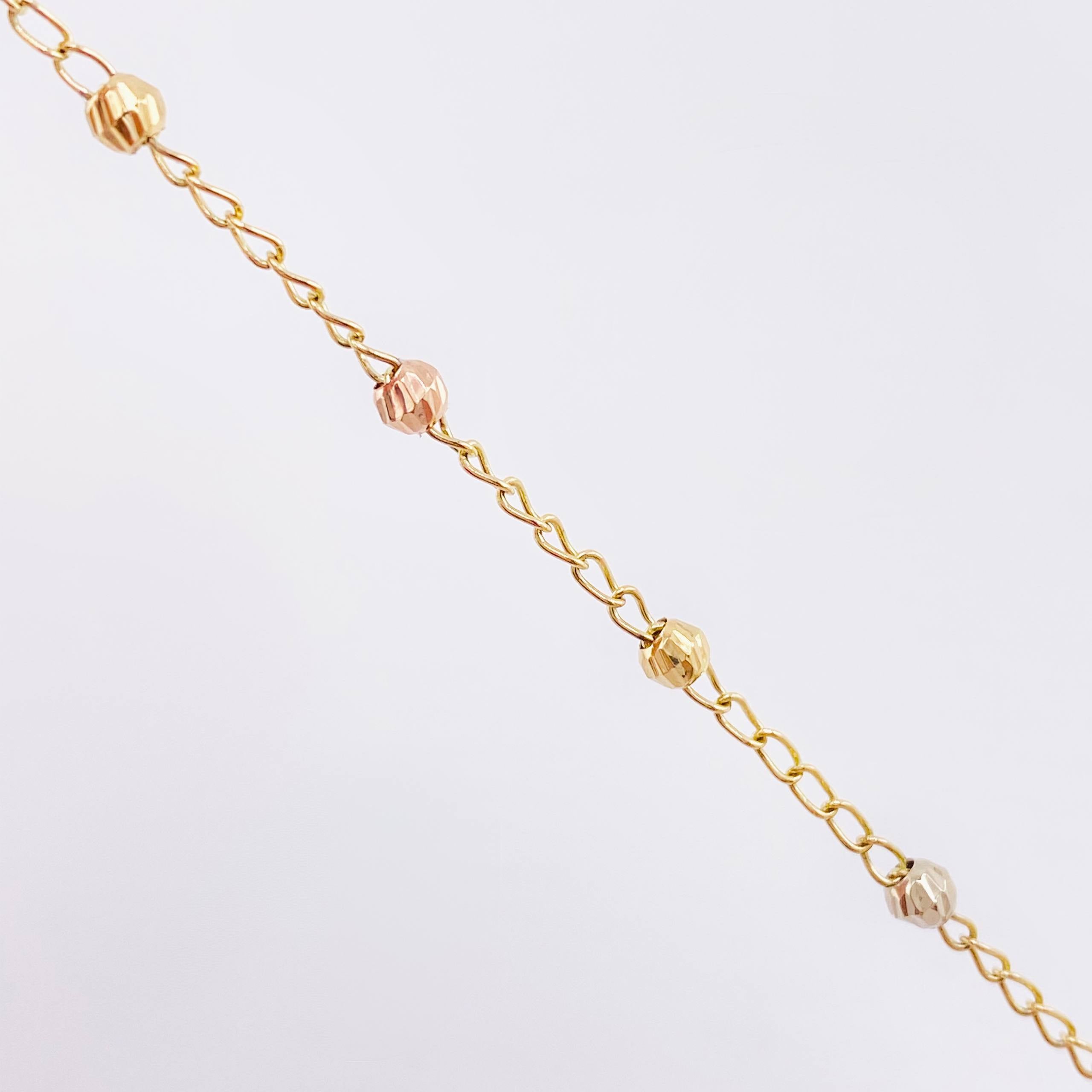 Miraculous Virgin Rosary Bracelet 2.3gr / 6 1/2 in / 3mm Three Golds 18K