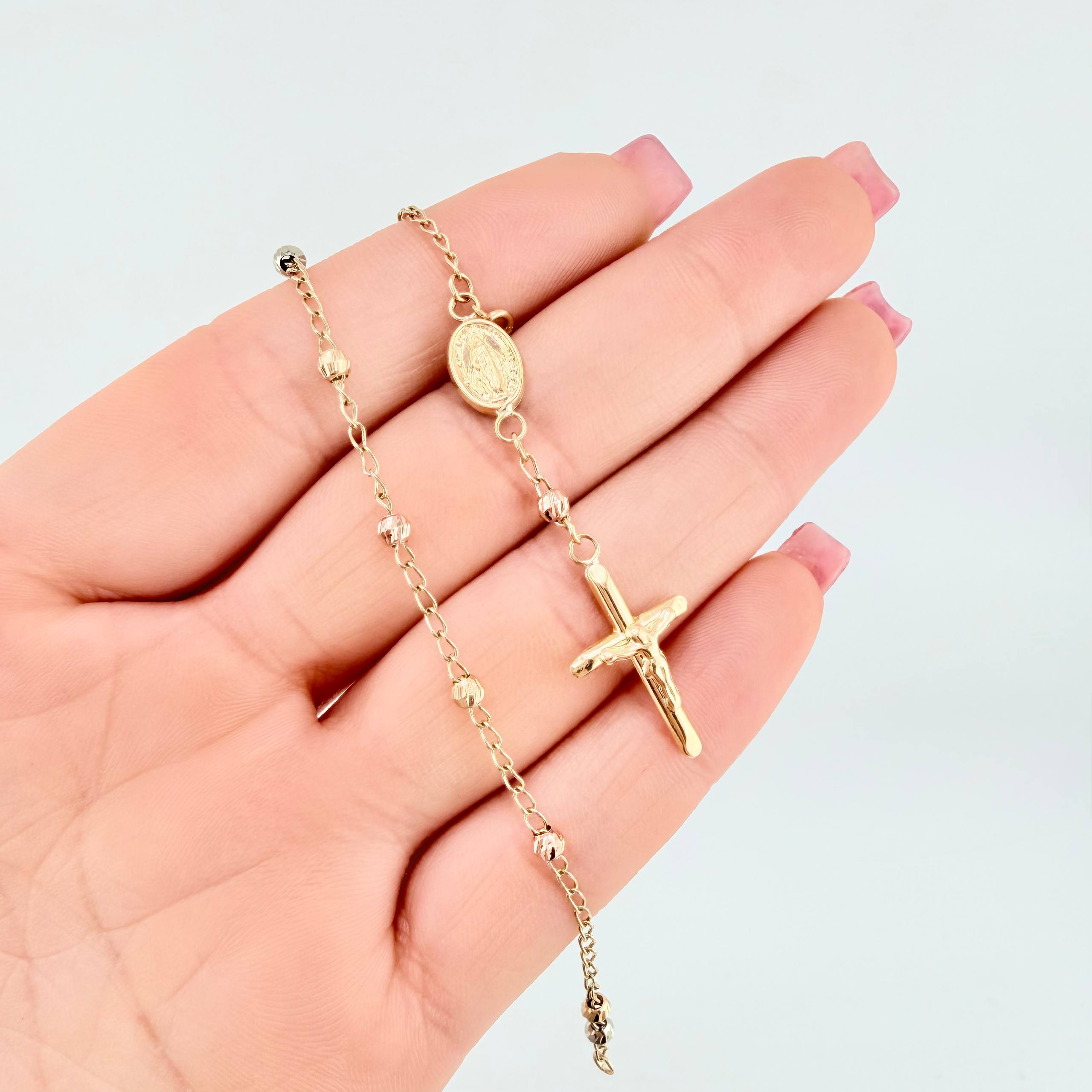 Denario Bracelet Miraculous Virgin 2.3gr / 6 1/2 in / 3mm Three Golds 18K *