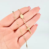 Denario Bracelet Miraculous Virgin 2.3gr / 6 1/2 in / 3mm Three Golds 18K *