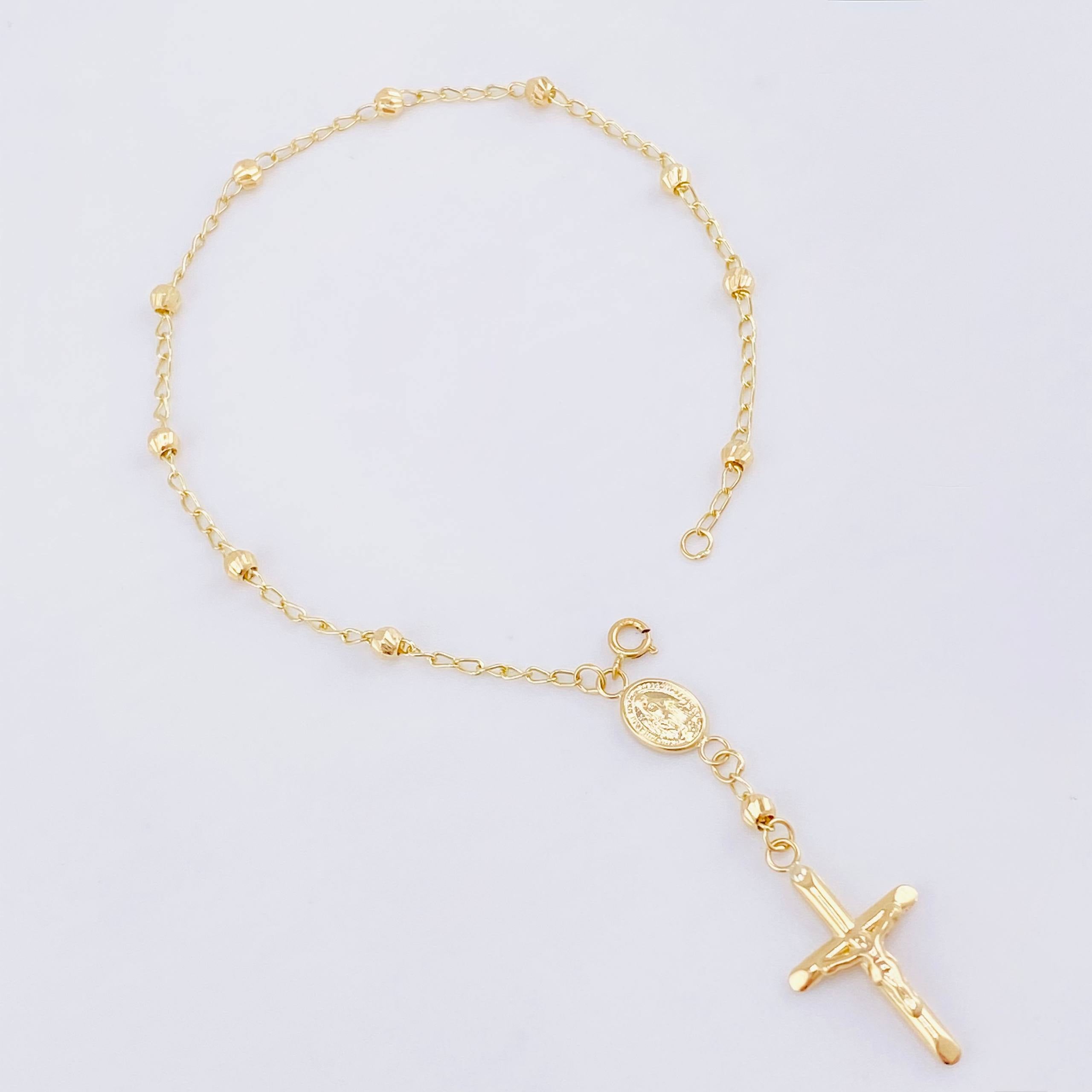Pulso Denario Virgen Milagrosa 2.2gr / 7 in / 3mm Oro Amarillo 18K