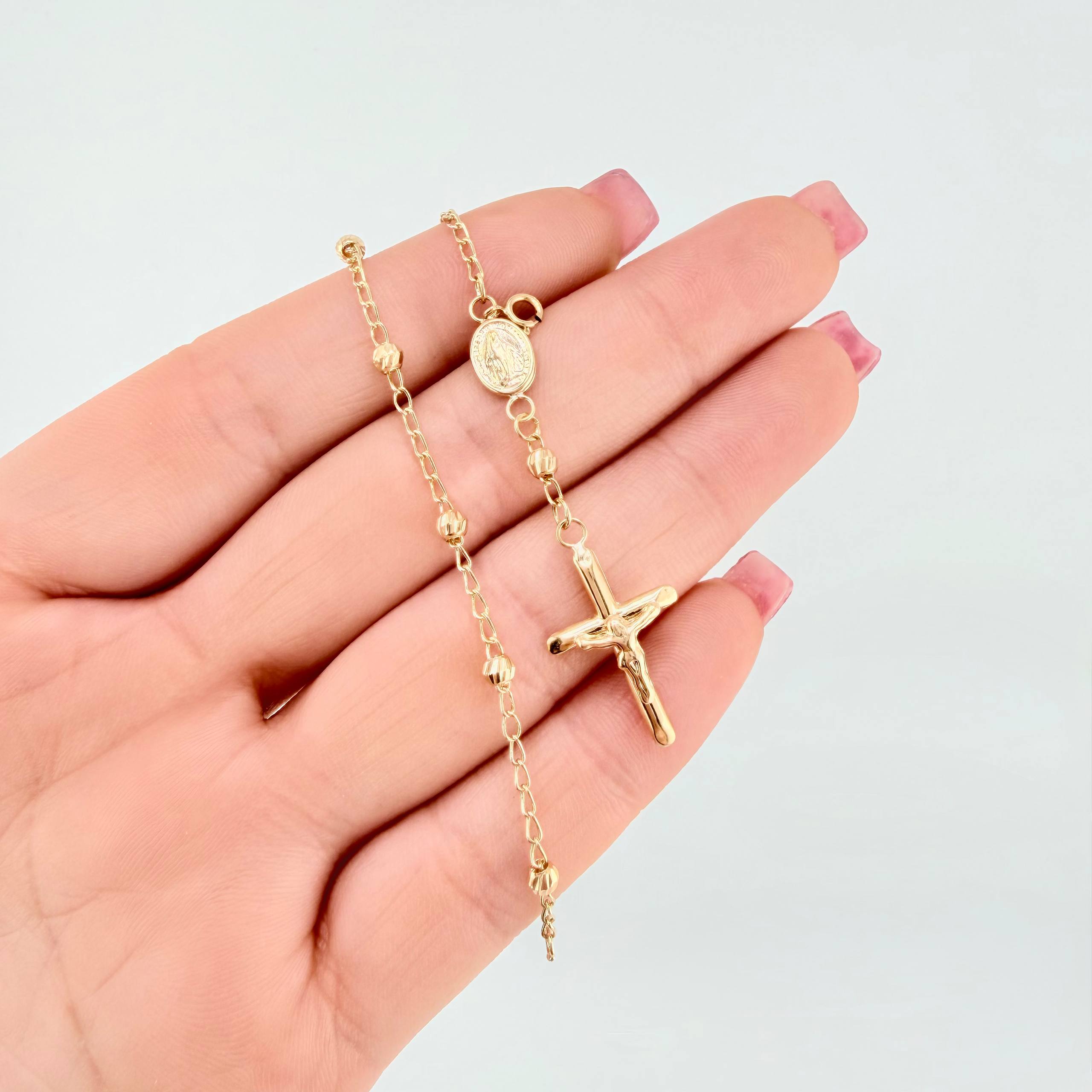 Pulso Denario Virgen Milagrosa 2.2gr / 7 in / 3mm Oro Amarillo 18K