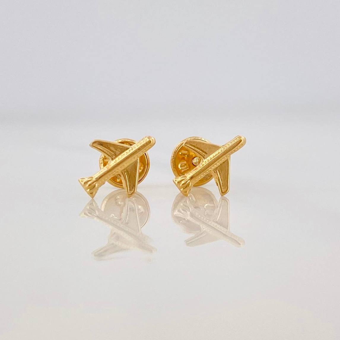 Airplane Stud Earrings 0.5g / in / 7mm Yellow Gold 18K