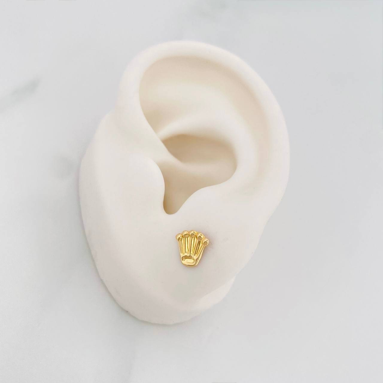 Crown Stud Earrings 0.55g / in / 7mm Yellow Gold 18K