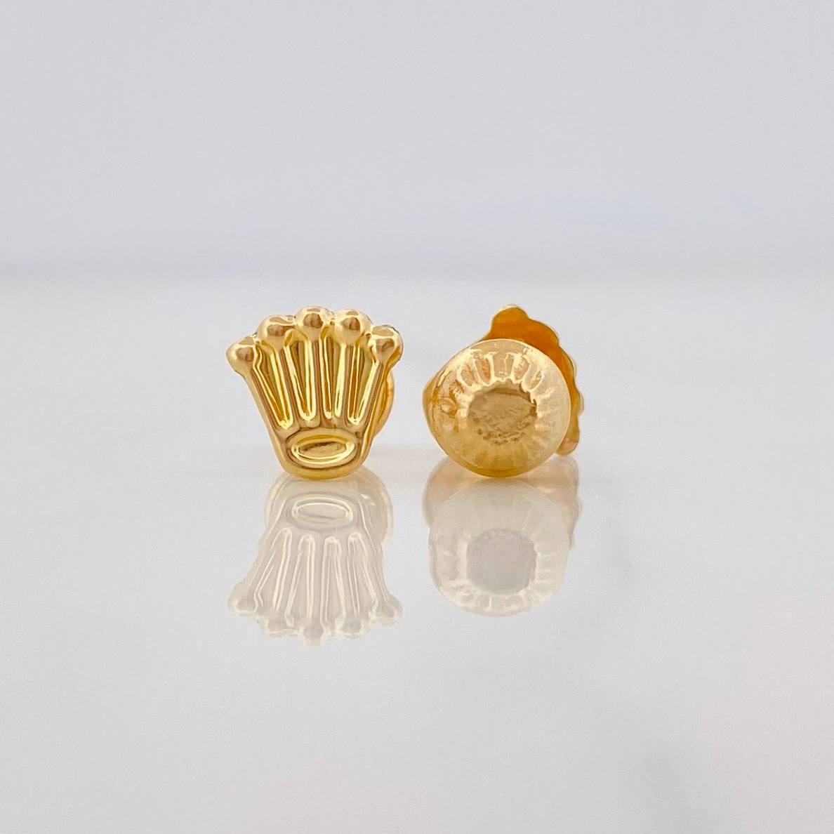 Crown Stud Earrings 0.55g / in / 7mm Yellow Gold 18K