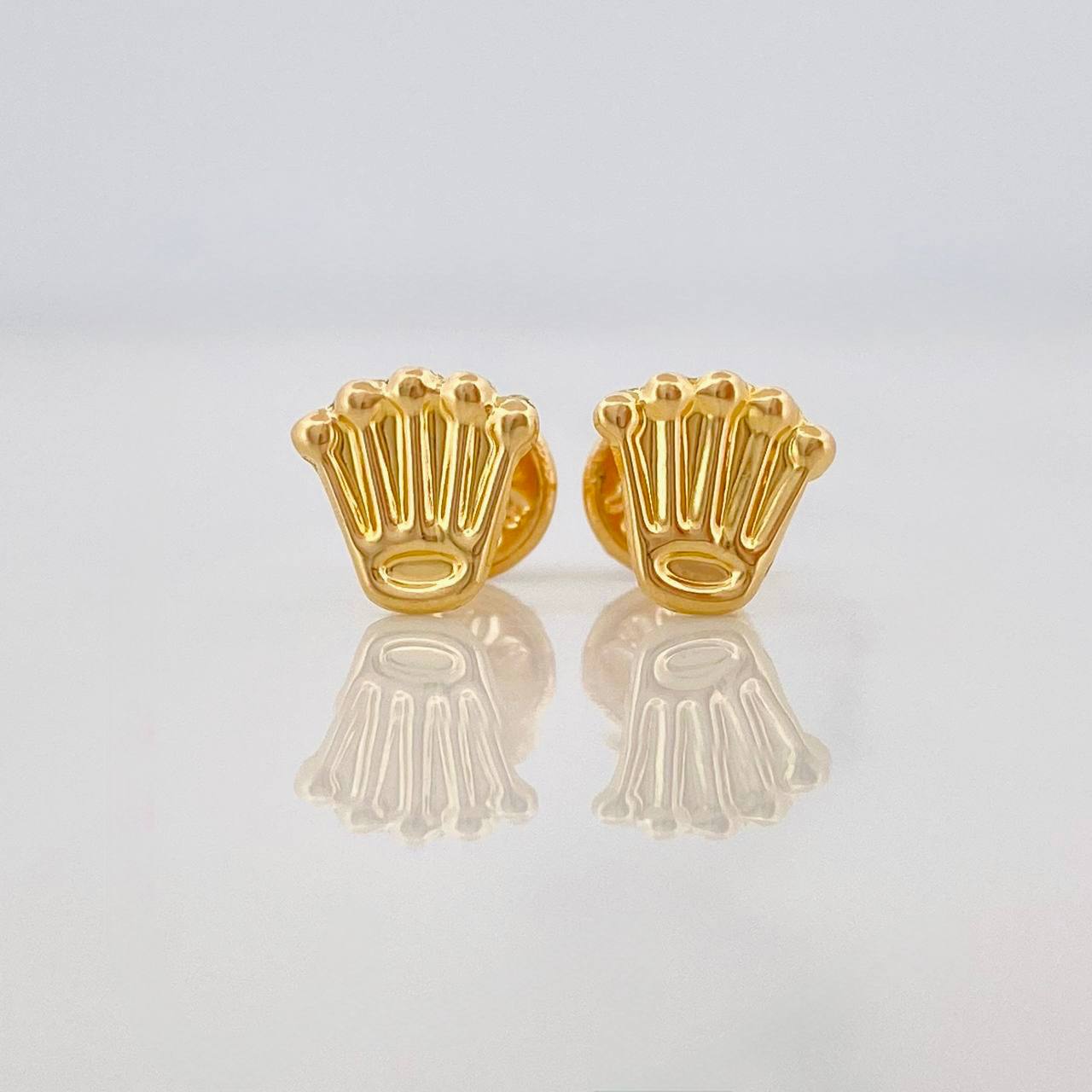 Crown Stud Earrings 0.55g / in / 7mm Yellow Gold 18K