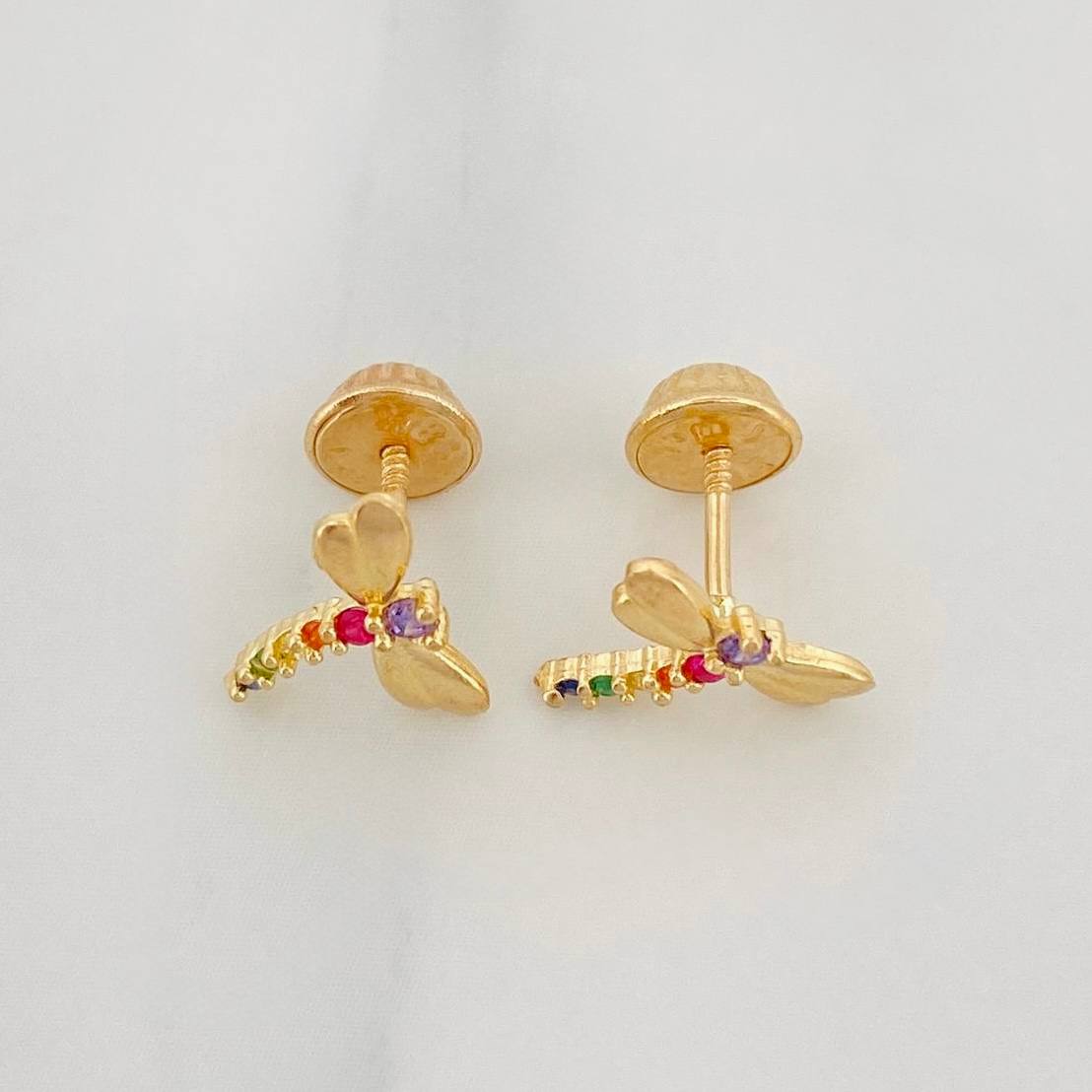 Dragonfly Stud Earrings 0.95g / in / 9.9mm Yellow Gold 18K