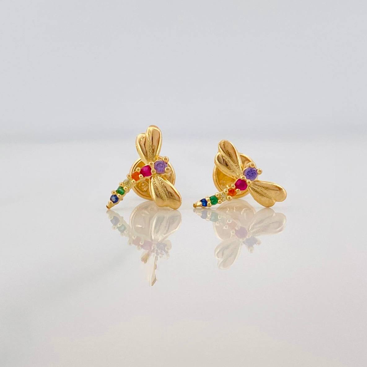Dragonfly Stud Earrings 0.95g / in / 9.9mm Yellow Gold 18K