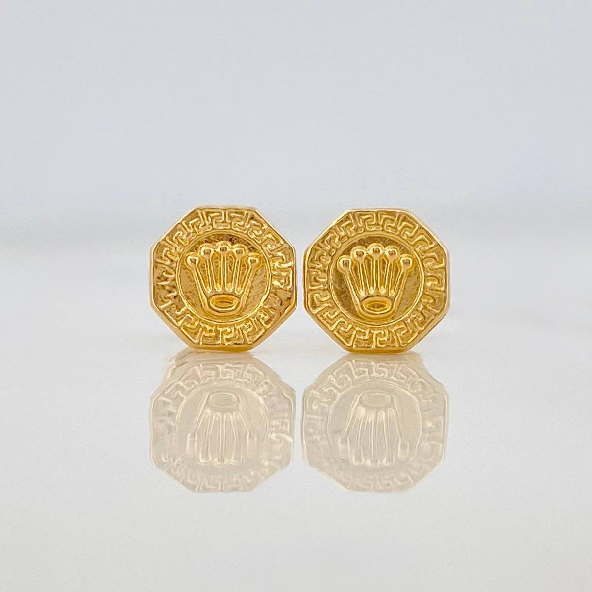 Crown Stud Earrings 0.7g / in / 7.8mm Yellow Gold 18K