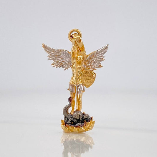 Dije San Miguel 1.8g / 1 in Tres Oros Amarillo Blanco Negro 18K