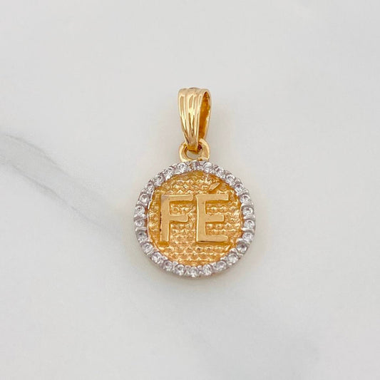 Pendant Plate Faith 1.5g / 3/4 in Two-Tone Yellow White Gold 18K