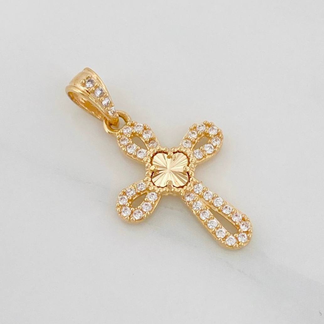 Pendant Cross Clover 1.35g / 3/4 in Yellow Gold 18K