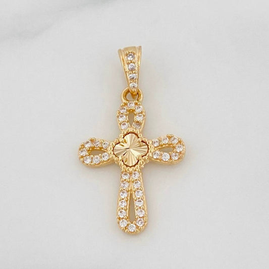 Pendant Cross Clover 1.35g / 3/4 in Yellow Gold 18K