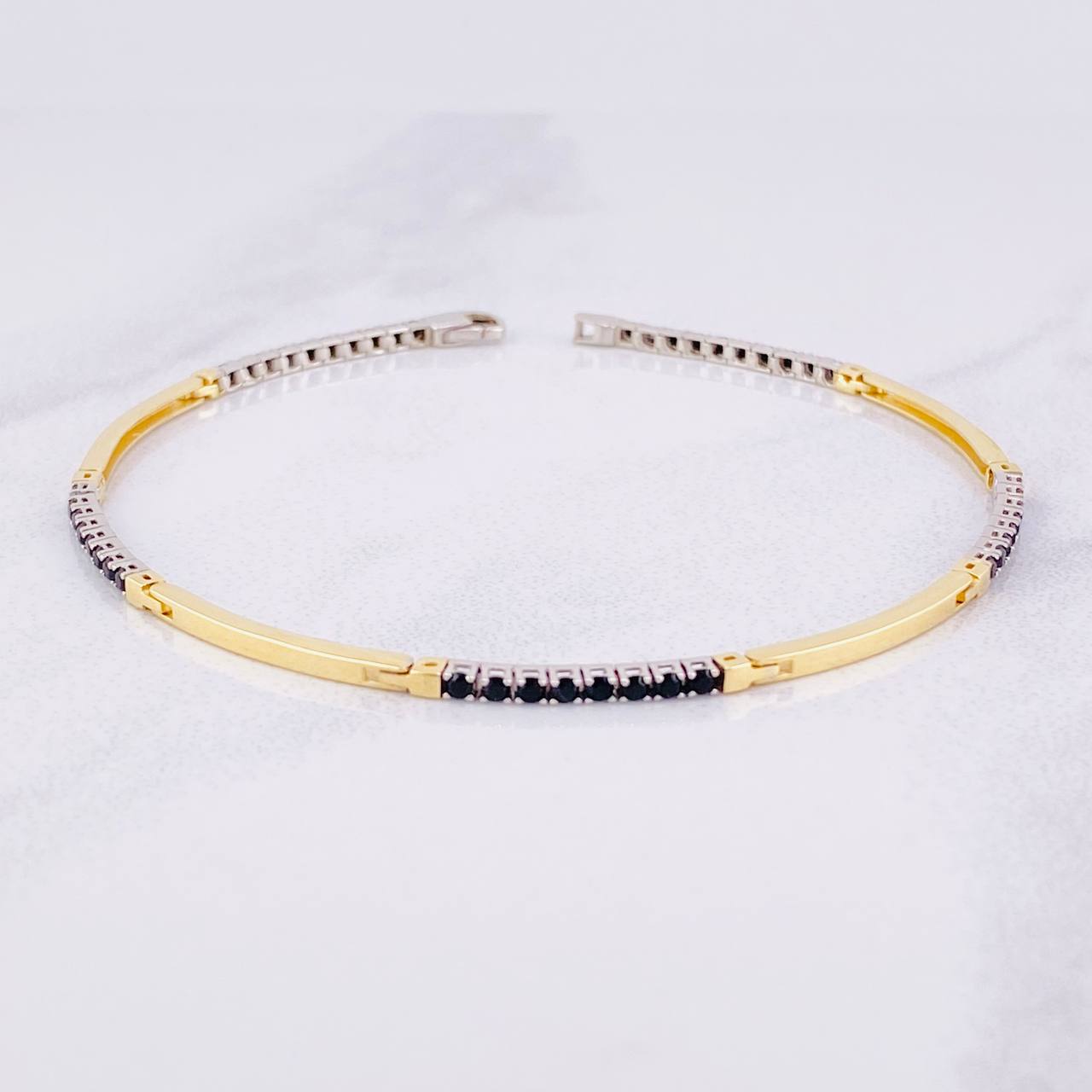 Tennis Bracelet Linear 5.9g / 8 in / 1.95mm Two-Tone Yellow White Gold 18K