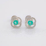 Stud Earrings Flowered Emerald 40pts 1.15g / in / 7.2mm Silver 950