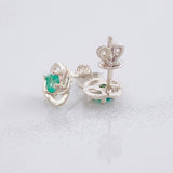 Stud Earrings Flowered Emerald 40pts 1.15g / in / 7.2mm Silver 950