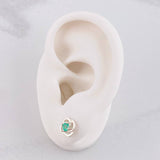 Stud Earrings Flowered Emerald 40pts 1.15g / in / 7.2mm Silver 950