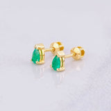 Stud Earrings Drop Emeralds 30pts 1.05g / in / 5mm Yellow Gold 18K